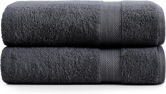 LANE LINEN Bath Towels Large - 2 Pack - 100% Cotton Bath Sheet - Fade Resistant, Machine Washable & Highly Absorbent - Oversized Luxury Towels for Bathroom - Hotel Quality Black Towels