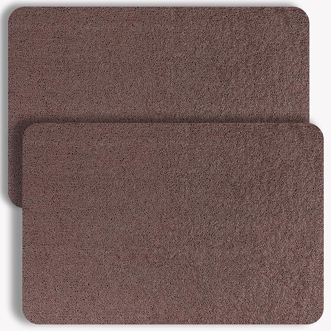 Hargiis Non-Slip Bathtub Mat, 2 Pack Anti Slip Shower Mat, Fast Drying Bathtub Mats, Foot Scrubber Mat, Anti Slip Mat for Tub, Floor, Bathroom, Kitchen, Home, Hotel (Brown 24"×16"+24"×16")