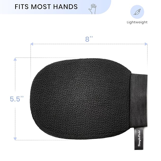 SimpleField Korean Exfoliating Mitt for Remove Dead Skin. 100% Viscose Deep Kessa Exfoliating Glove for Body Scrub, Keratosis Pilaris and Self Tanning Removal. Easily Smooth Skin Surface. (1 Piece)