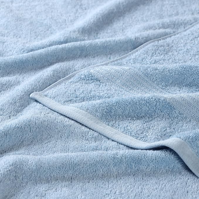 Superior Egyptian Cotton 8-Piece Hand Towel Set, Towel Basics For Quick Dry, Absorbent Small Towels, Facial, Spa, Kitchen, Bathroom Essentials, Apartment, Guest Bath, Soft, Washcloth, Light Blue