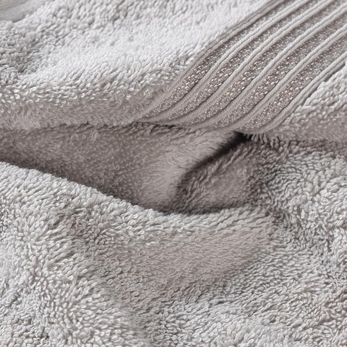 Superior Egyptian Cotton 8-Piece Towel Set, Assorted Towels for Home Bathroom, Guest Bath Decor Essentials, Includes 2 Bath, 4 Hand, 2 Face Towels/Washcloths, Quick Dry, Absorbent, Silver