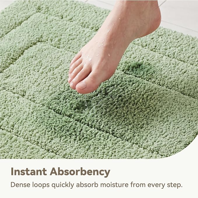 GRANNY SAYS Sage Green Bathroom Rugs Non Slip, 16" x 24", Small Bathroom Rug Washable，Bath Rugs for Shower Room，Bath Mats for Floor, Microfiber Bath Mat for Tub, Absorbent Shower Rug
