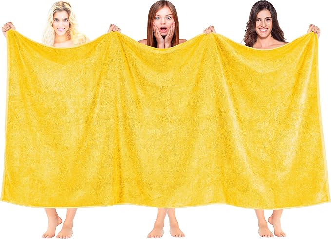 100% Cotton Oversized 40x80 Bath Sheet, Turkish Bath Towels for Bathroom Extra Large, Yellow Bath Sheet