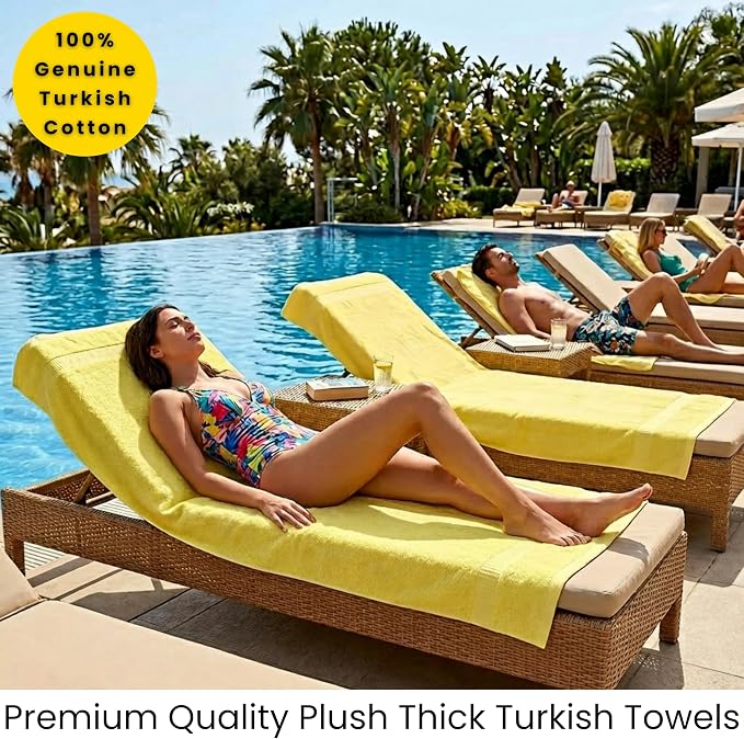 SALBAKOS 2-Piece 100% Turkish Cotton Extra Large Bath Towel 35x70 inch | Premium Hotel Quality Bath Sheet Towels | Thick, Soft, Absorbent, Oversized Bath & Beach Towels (Yellow, 2 Bath Sheets)
