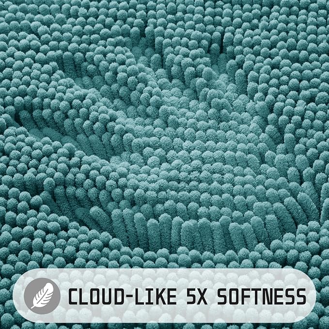 Yimobra Large Bathroom Rugs 36"x24", Non Slip Bath Mat for Tub, Shaggy Rug Floor Carpet, Extra Soft Super Absorbent Quick Dry, Machine Washable,Teal Blue