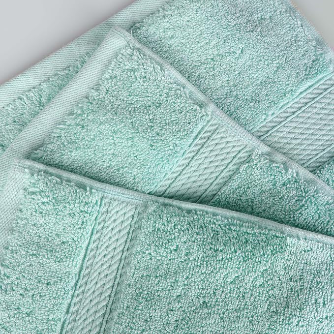 SUPERIOR Egyptian Cotton Pile Heavyweight Bath Sheet, 2 Piece Set, Sea Foam | Highly Absorbent, Ultra Soft Luxury 800 GSM Towel Set for Bathroom, Shower, Hotel Essentials Oversize Plush Madeline Towels