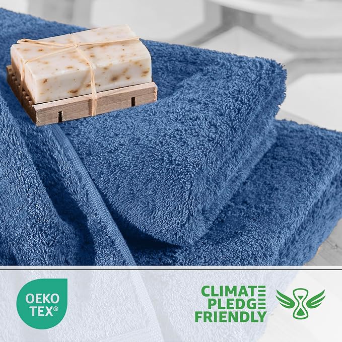 Martex Easy Living Everyday 6-Piece Bathroom Towel Set, Blue | 2 Bath Towels, 2 Hand Towels, 2 Wash Cloths, 100% Cotton, Soft, Quick-Dry