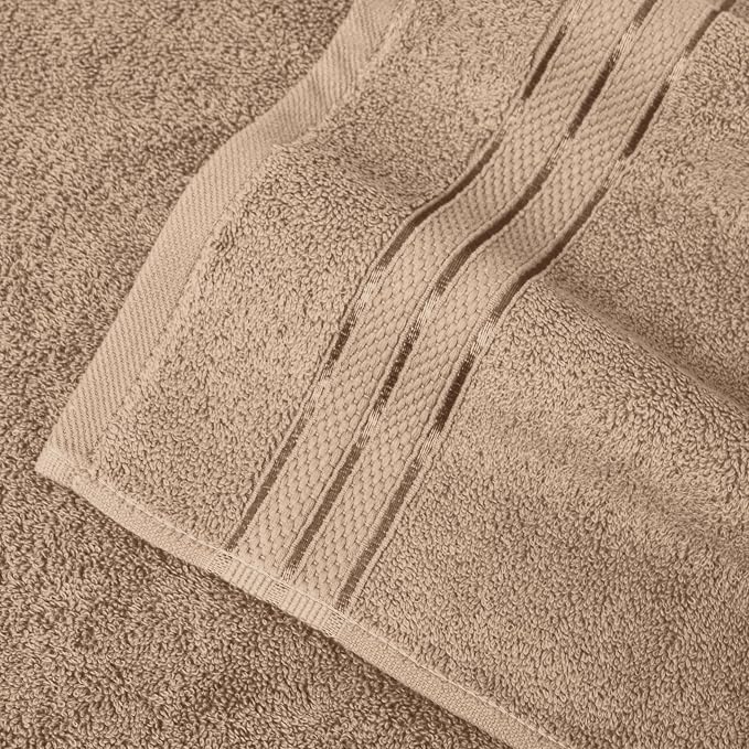 Elegant Comfort Three Line Popcorn Towel Set for Bathroom 35 x 70 inches, Premium Hotel Quality 1-Pack Jumbo Towels, 100% Turkish Cotton, Soft and Durable, Quick Dry and Highly Absorbent, Tan