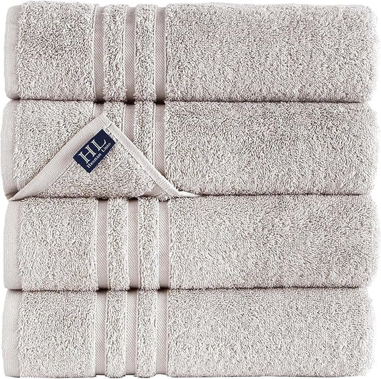 Hawmam Linen Ice Silver Bath Towels 4 Pack Soft and Absorbent, Premium Quality Perfect for Daily Use 100% Cotton Towel 600 GSM