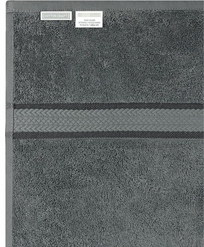 COTTON CRAFT Ultra Soft Bath Sheets - 2 Pack - 35 x 70 - Absorbent Quick Dry Everyday Luxury Hotel Bathroom Spa Gym Shower Beach Pool Travel Dorm -100% Ringspun Cotton - 580 GSM - Easy Care - Charcoal