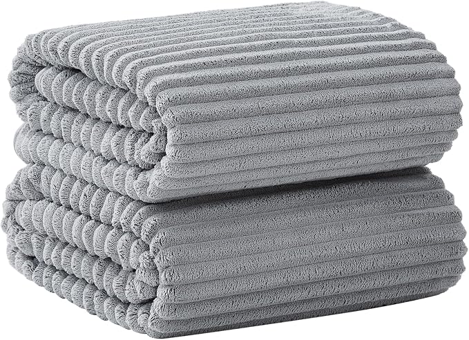 Oversized Bath Sheets 40x80 Inches Extra Large Bath Towels for Adults Super Soft Quick Dry Highly Absobent Microfiber Shower Towels for Bathroom, Pool, Gym, Yoga Towel (Grey, 2Piece)
