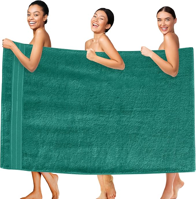 Elegant Comfort Three Line Popcorn Extra Large Luxury Bath Towel - 40" x 80" inch, Premium Hotel Spa Quality 1 Piece Oversized Bath Sheet 100% Turkish Cotton Super Soft Highly Absorbent, Teal Blue