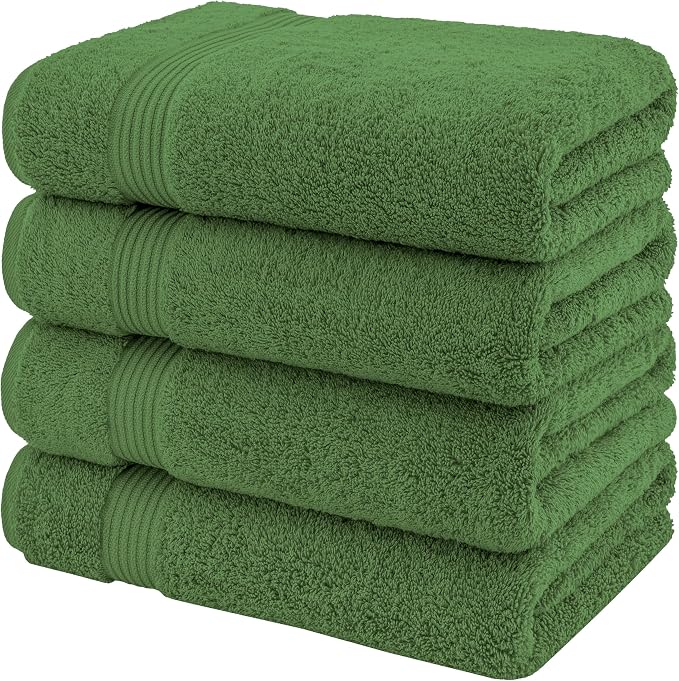 American Veteran Towel, Turkish Bath Towels for Bathroom 4 Pack, 27x54 Extra Large Premium Soft Drying Bathroom Towels, Sage Green