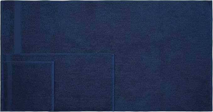 American Bath Towels 100% Cotton 6 Piece Turkish Towel Set, Ultra Soft Absorbent Bathroom Towels, 2 Bath Towel 2 Hand Towels 2 Washcloths, Navy Blue