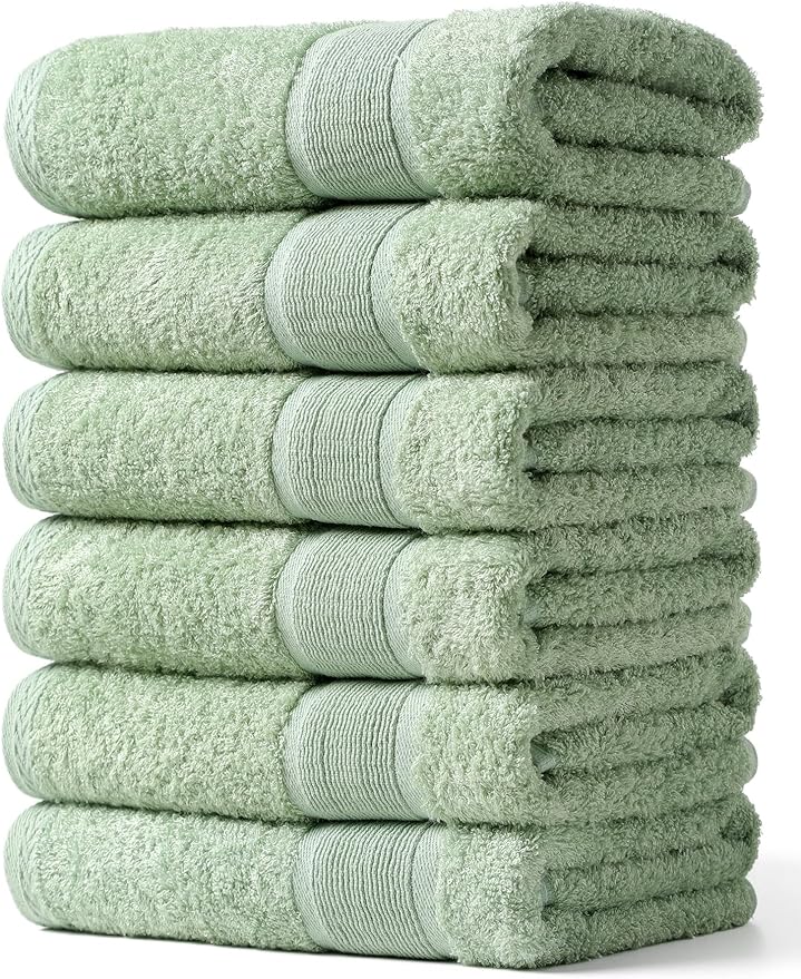 Aibaser Hand Towels-16x30inch - Lightweight and Highly Absorbent Hand Towels for Bathroom, Travel, Gym, Shower and Spa (Green)