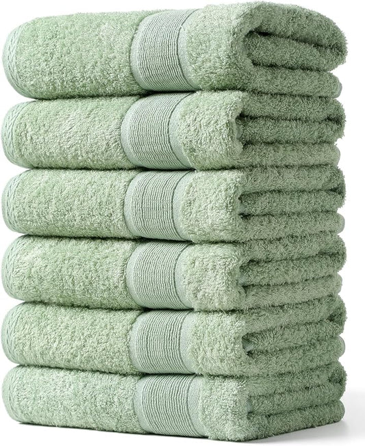 Aibaser Hand Towels-16x30inch - Lightweight and Highly Absorbent Hand Towels for Bathroom, Travel, Gym, Shower and Spa (Green)