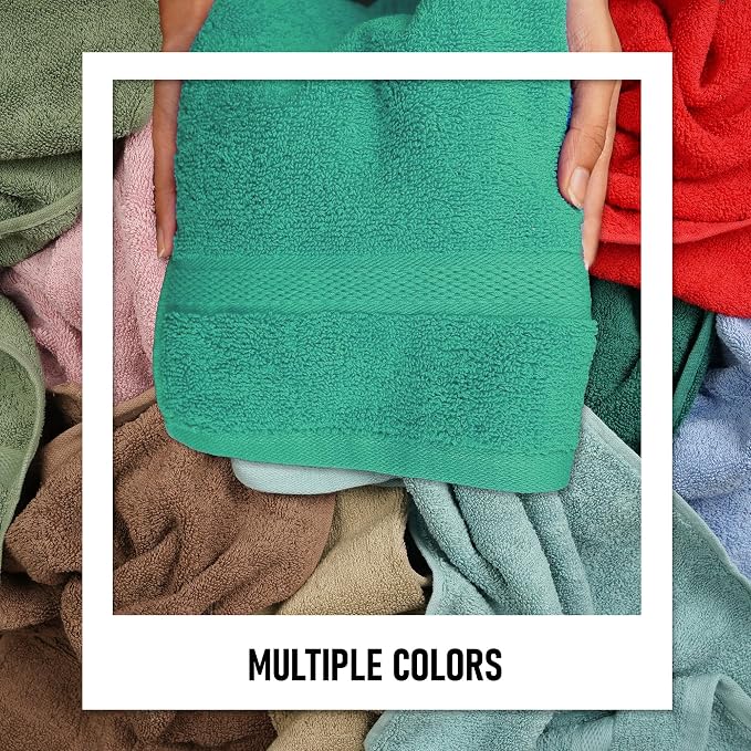 Luxury 8 Piece Set, 2 Bath Towels 2 Hand Towels 4 Washcloths, 100% Cotton Towels for Bathroom, Home, Spa, Hotel & Gym – Ultra Soft, Highly Absorbent, Quick Dry (Dark Green)