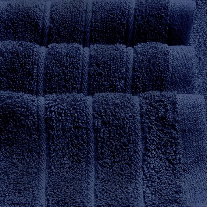 Tens Towels Pack of 8 Towels Set, 2 Extra Large Bath, 2 Hand, 4 Washcloths, 100% Cotton, Lighter Weight, Quicker to Dry, Super Absorbent, Perfect for Bathroom, Navy