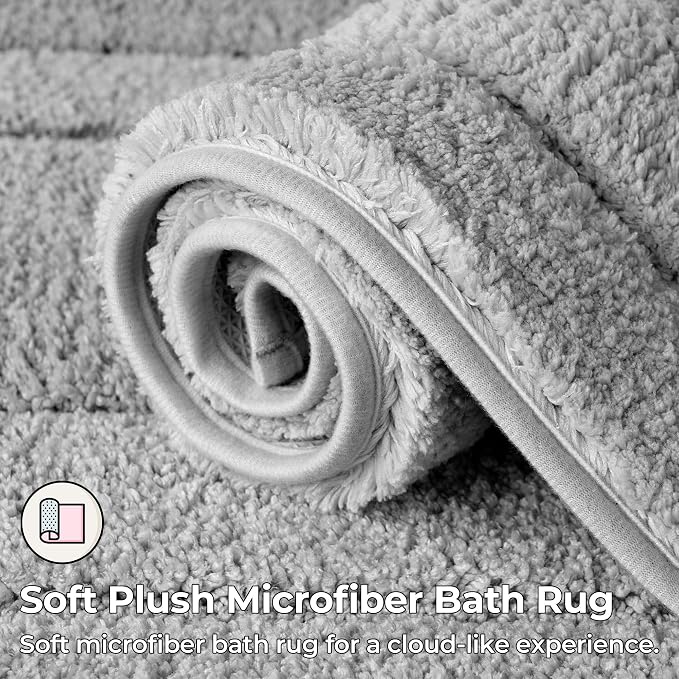 GRANNY SAYS Bathroom Rugs Sets 2 Piece,Soft Bath Mats for Bath, Bathroom Rugs Non Slip Washable, Absorbent Bath Rug for Tub,Shower and Toilet, Bath Mat Set (Gray, 20" x 32" + 16" x 24")