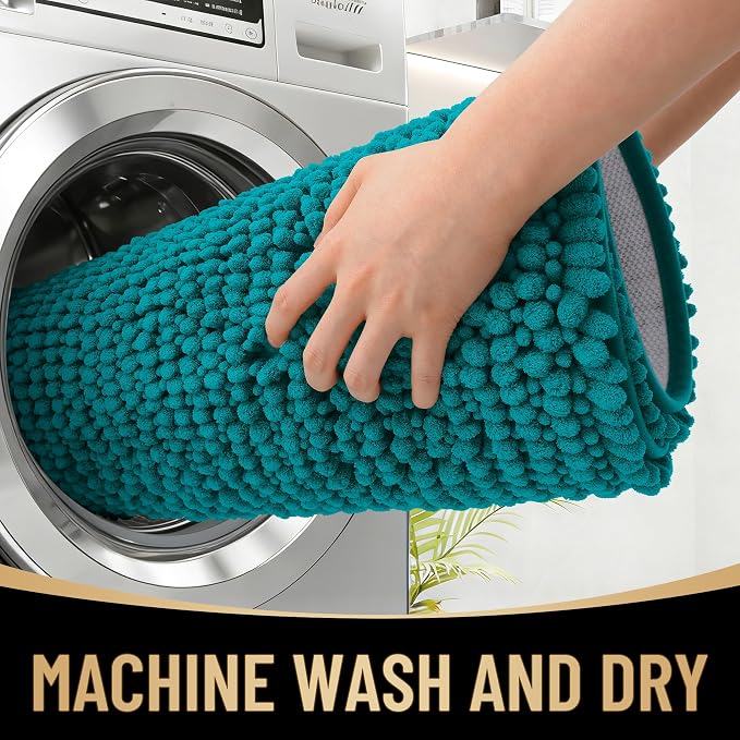 OLANLY Thick Bathroom Rugs 30x20, Extra Soft Absorbent Chenille Bath Rugs, Rubber Backing, Machine Wash Dry, Bath Mats for Bathroom Floor, Tub and Shower, Home Decor Accessories, Deep Lake