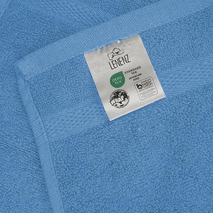 Soft Wash Cloths - 12 Pack Plush and Absorbent Cotton Washcloths for Face, Body, and Baby - Multi-Purpose, Quick-Dry Wash Cloths Set 13x13'' (Electric Blue)