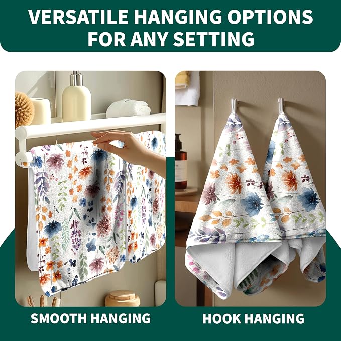 Colorful Wild Flowers Hand Towels High Absorbent Microfiber Kitchen Towel for Home Decor