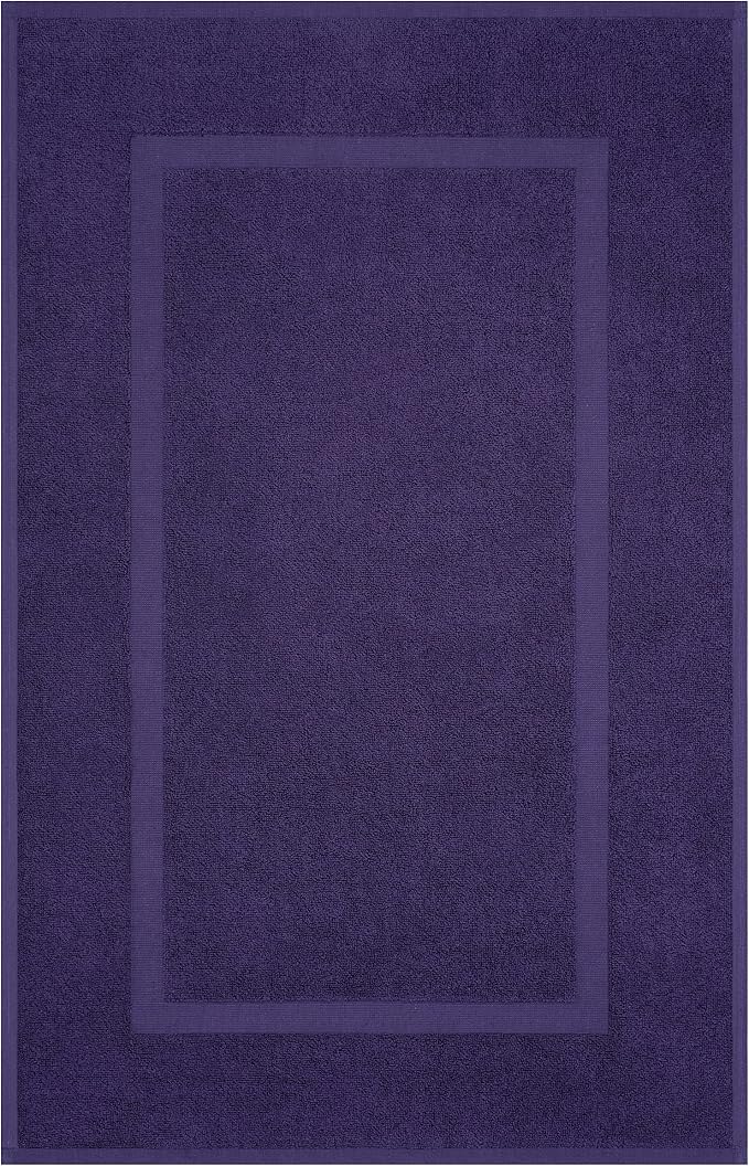 Cotton Paradise 100% Cotton Turkish Bathmat Set, Soft Absorbent Quick Dry, 2 Piece 20x34 Bathmat Floor Set, Violet Purple