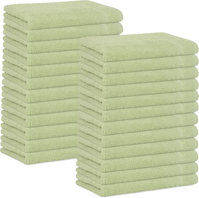 Basic Hand Towels 16x26 Inches – Pack of 12 – Sage Green Color – Soft and Absorbent Multipurpose Cotton Towels for Bathroom, Spa, Gym, Salon, Hotel, and Everyday Use