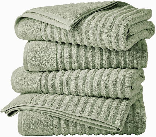 Great Bay Home 4 Pack Bath Towel Set - 100% Cotton Towels - Absorbent & Quick-Dry Towels for Bathroom (Eucalyptus)