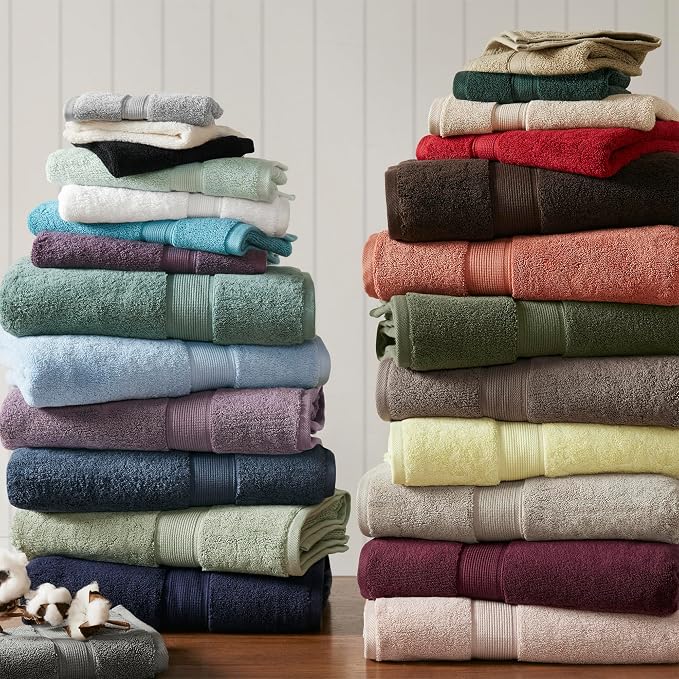Madison Park 800GSM Bathroom Towel Set of 8 100% Cotton Bath Towel Set for Bathroom Luxurious Highly Absorbent 2 Bath Towels 2 Hand Towels 4 Washcloths Quick Dry Spa Quality Olive Green