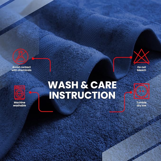 Infinitee Xclusives Jumbo Bath Sheets Towels for Adults – 600 GSM (35X70 Inches)– 100% Ring Spun Cotton, Soft and Absorbent Large Bath Towels for Bathroom (Tranquil Navy)