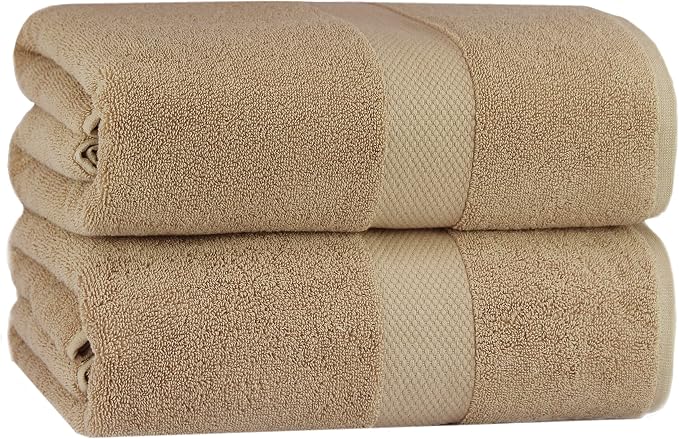COTTON CRAFT Hotel Spa Luxury Bath Sheet - 2 Pack - Oversized Extra Large 40 x 80 - Heavyweight 700 GSM 2 Ply Ringspun Cotton - Soft Absorbent Everyday Use Home Bath Easy Care Towel Set - Linen