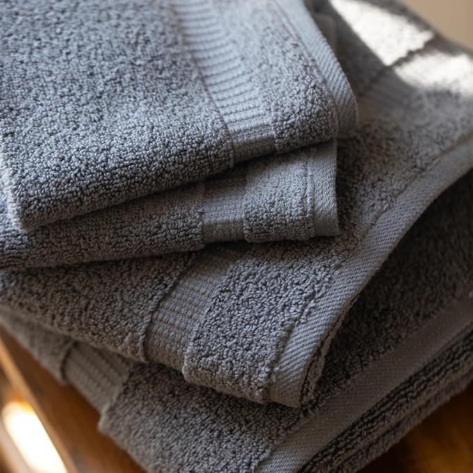 SALBAKOS 100% Turkish Cotton Towel Set of 6 Piece Gray | Premium Quality Hotel & Spa Collection 2 Washcloth, 2 Hand, 2 Bath Towel Sets for Bathroom | Made in Turkey (Gray, 6 Piece Towel Set)