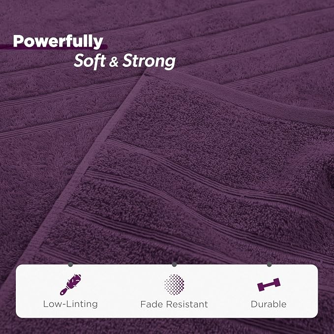 Martex Ultimate Performance 6-Piece Towel Set, Dark Purple | 100% Cotton, Supersoft & Absorbent, Low-Linting, Easy Care, Versatile, 2 Bath Towels, 2 Hand Towels, 2 Wash Cloths