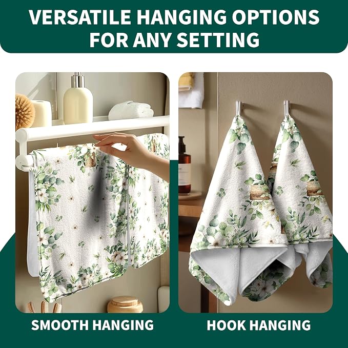 Spring Botanical Floral Hand Towel Soft Absorbent Microfiber Towels for Bathroom Kitchen