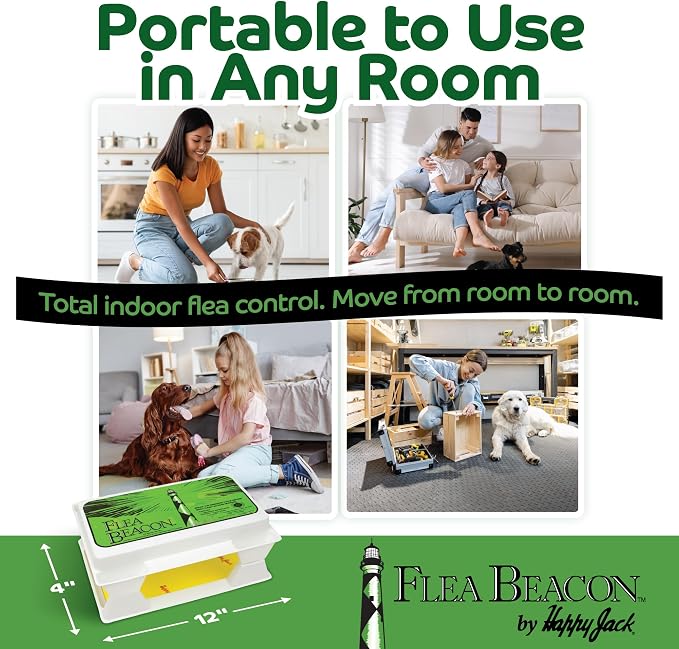 Happy Jack Flea Beacon Indoor Flea Trap, Made in USA | Attracts & Traps Indoor Bugs, Breaks Breeding Cycle Before Adults Lay Eggs, Safe, Fast, & Clean, Made in USA