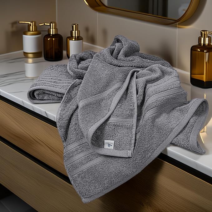 Tens Towels Pack of 4 Soft Bath Towels, 100% Cotton, 27 x 54 Inches, Lightweight & Quick-Dry, Ideal for Daily Bathroom Use, Practical & Comfortable, Dark Grey