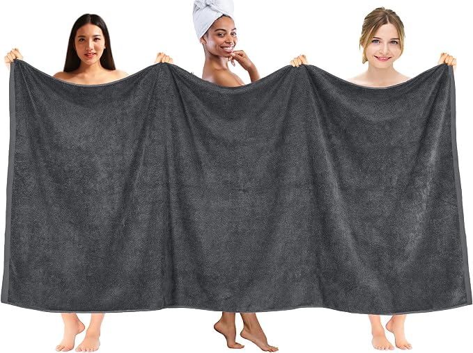 DAN RIVER Pack of 1 Jumbo Bath Sheet 40x80 Inches, Extra Large Bath Towels Oversized, Absorbent Cotton Towels for Bathroom - Dark Gray