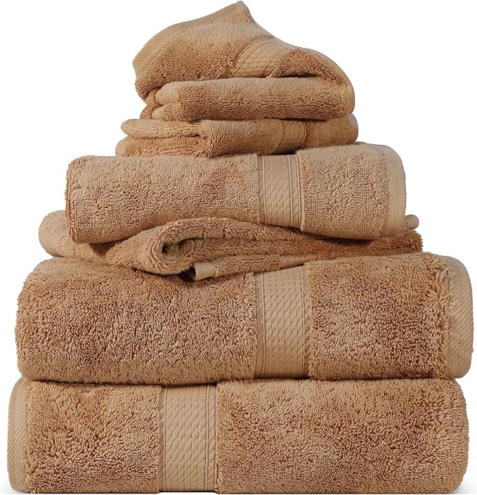 SUPERIOR Egyptian Cotton Ultra Plush & Absorbent, 6 Piece Set, Rust | Quick Dry, Soft Luxury Towel Set, Bath Essentials, Guest Bath, Spa, 2 Bath, 2 Hand, 2 Face Towels, Madeline Towels