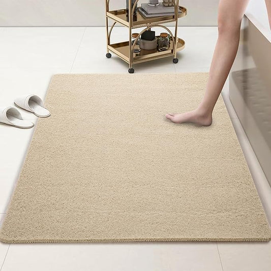 HOMBYS 58 x 32 Extra Large Shower Mat for Shower Stall Tub, Non Slip Bath Mat Bathroom Accessories, PVC Loofah Mats for Shower and Bathroom, Quick Drying, (Khaki, 58"x32")