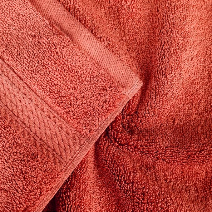 Superior Egyptian Cotton 800 GSM Plush & Absorbent, 9 Piece Set, Coral | Quick Dry, Soft Luxury Towel Set, Bath Essentials, Guest Bath, Spa, 3 Bath, 3 Hand, 3 Face Towel, Madeline Towels