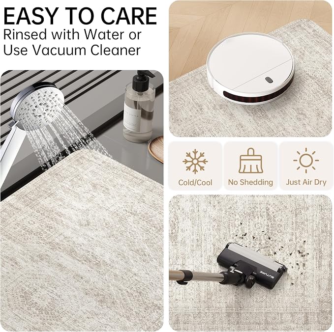 Mecko Bath Mat, Ultra Absorbent Quick Dry Bathroom Floor Mats-Rubber Non-Slip Thin Bathroom Rug Fit Under Door, Faux Suede Surface Shower Rug for Bathtub, Sink, Shower Room(Beige/Brown,16"x24")