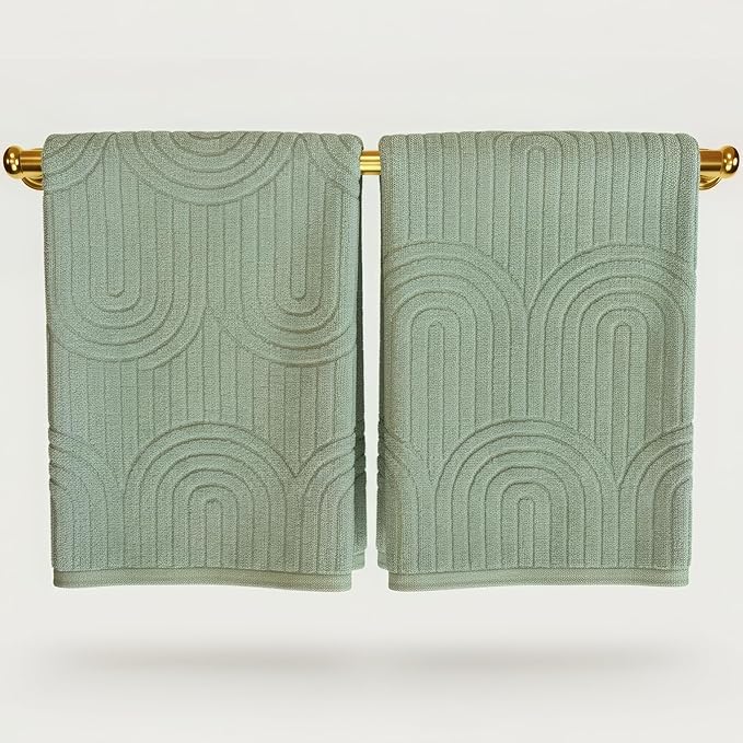 KIBAGA Decorative Hand Towels for Your Bathroom Or Kitchen – Luxurious Set of 2 Soft Boho Cotton Towels are Absorbent, Lightweight & Dry Quickly - Perfect to Elevate Any Bath Decoration at Home