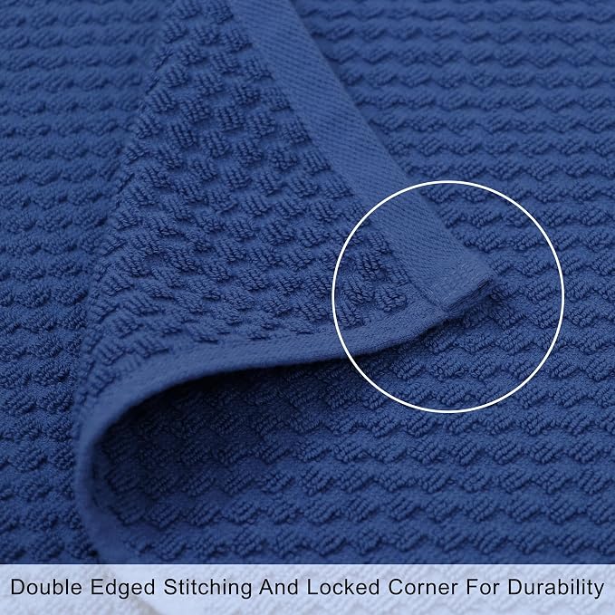 COTTON CRAFT Euro Spa Waffle Weave Bath Towels - Set of 4 Blue Towels | Pure 100% Ringspun Cotton Oversized Luxurious Towel Set - Soft Plush Super Absorbent Low Lint Quick Dry - 30 x 56 inches
