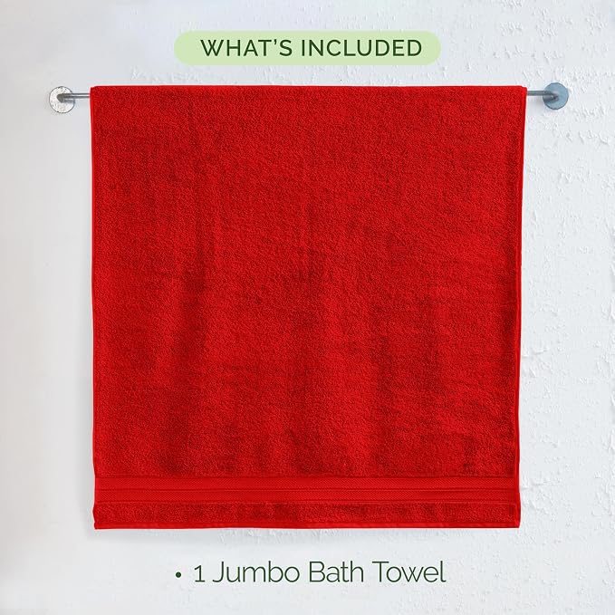 Elegant Comfort Three Line Popcorn Towel Set for Bathroom 35 x 70 inches, Premium Hotel Quality 1-Pack Jumbo Towels, 100% Turkish Cotton, Soft and Durable, Quick Dry and Highly Absorbent, Red