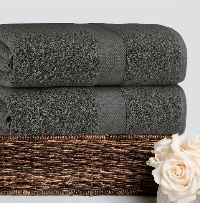 COTTON CRAFT Hotel Spa Luxury Bath Sheet - 2 Pack - Oversized Extra Large 40 x 80 - Heavyweight 700 GSM 2 Ply Ringspun Cotton - Soft Absorbent Everyday Use Home Bath Easy Care Towel Set - Grey