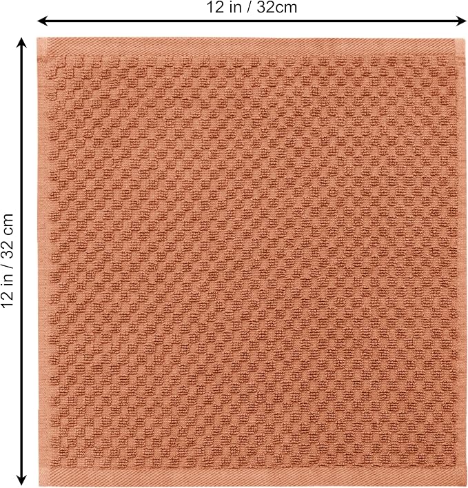 COTTON CRAFT Waffle Weave Wash Cloth - 12 Pack Luxurious Pure Ringspun Cotton Euro Spa Bathroom Face Towel - Absorbent Quick Dry Gym Shower Bath Kitchen Travel - 12x12 inches - Mocha