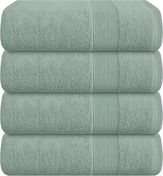 Belizzi Home 4 Pack Bath Towel Set 27x54, 100% Ring Spun Cotton, Ultra Soft Highly Absorbent Machine Washable Hotel Spa Quality Bath Towels for Bathroom, 4 Bath Towels - Jade