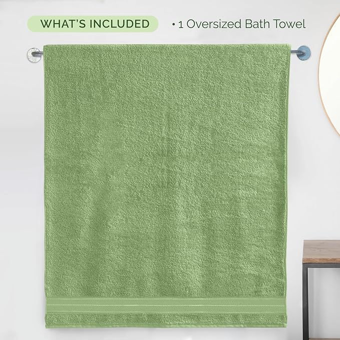 Elegant Comfort Three Line Popcorn Extra Large Luxury Bath Towel - 40" x 80" inch, Premium Hotel Spa Quality 1 Piece Oversized Bath Sheet 100% Turkish Cotton Super Soft Highly Absorbent, Sage Green