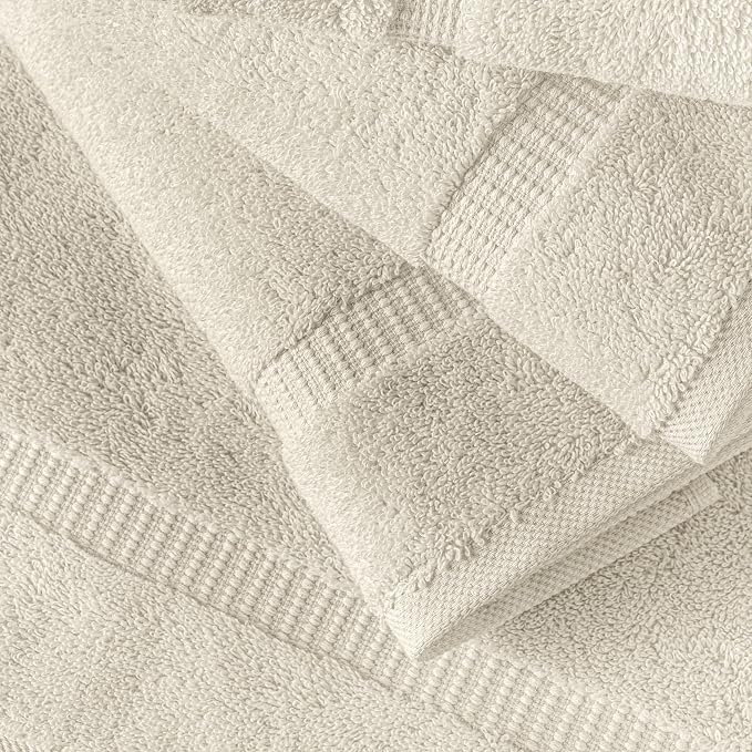 SALBAKOS 100% Turkish Cotton Hand Towel Set of 6 16x30 inch | Heirloom Quality | Hotel & Spa Collection | Ultra Soft, Super Absorbent, Long Lasting Hand Towels | Made in Turkey (Ivory, 6 Hand Towels)